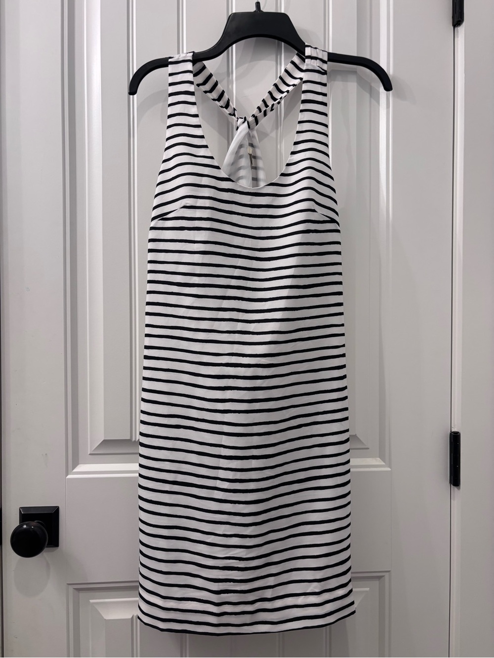 J. Crew Black and White Striped Racerback Mini Dress